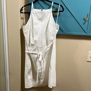 LOFT White Floral Eyelet Dress Womens plus 16